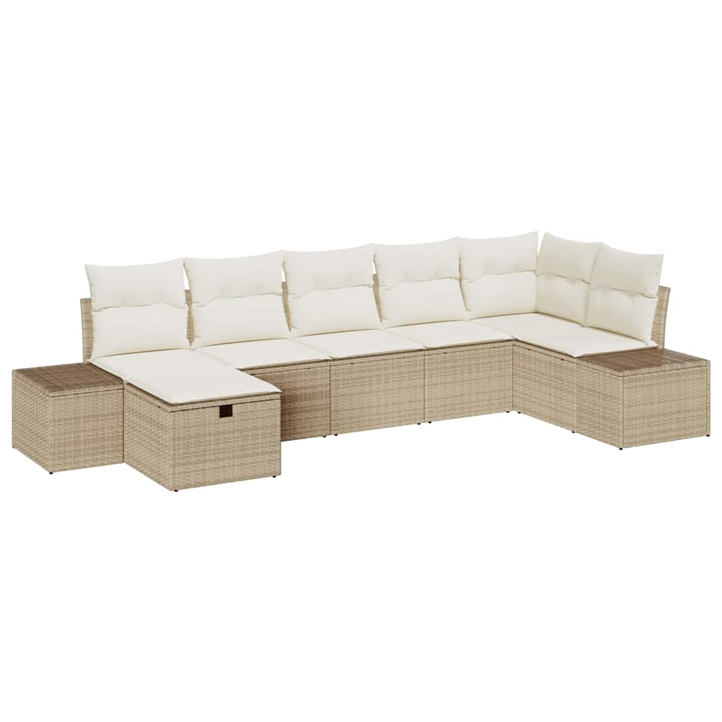 Garten-Sofa-Set 7 pcs Beige 55 x 62 x 69 cm Poly Rattan